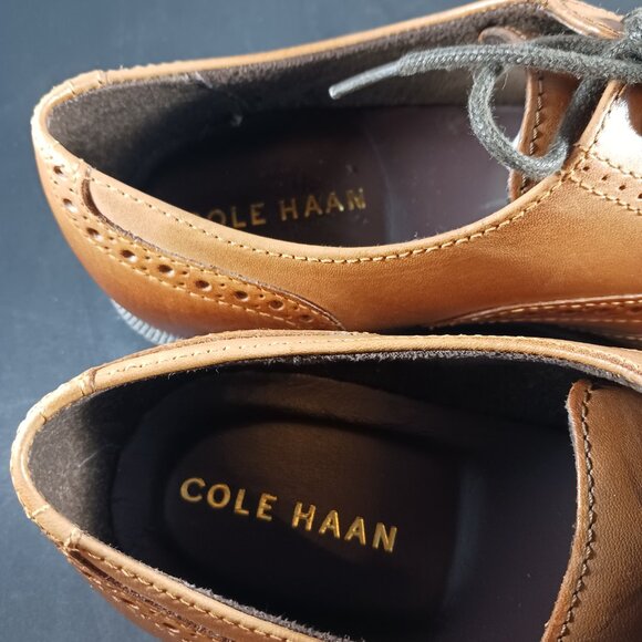 COLE HAAN British Tan Dustin Wing Tip Oxford Dress Shoe Men's 7M - Picture 8 of 12